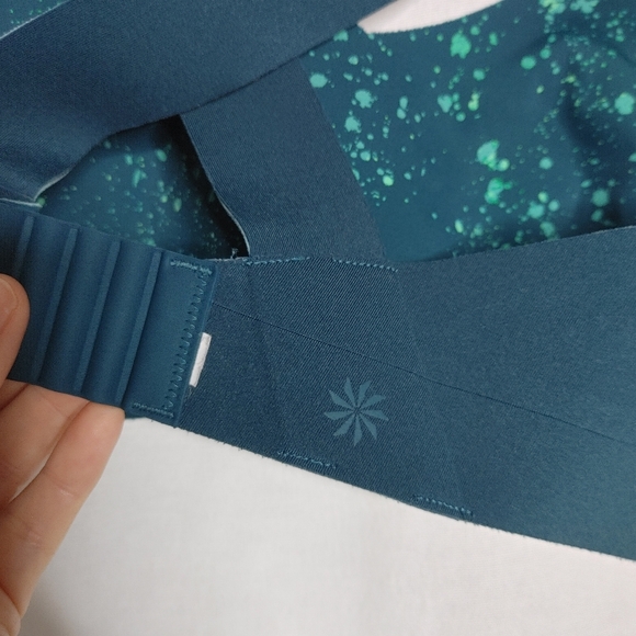 Athleta Reversible Crossover Sport Bra Oceanic Teal Stardust‎ Blue Green Small - Picture 5 of 6